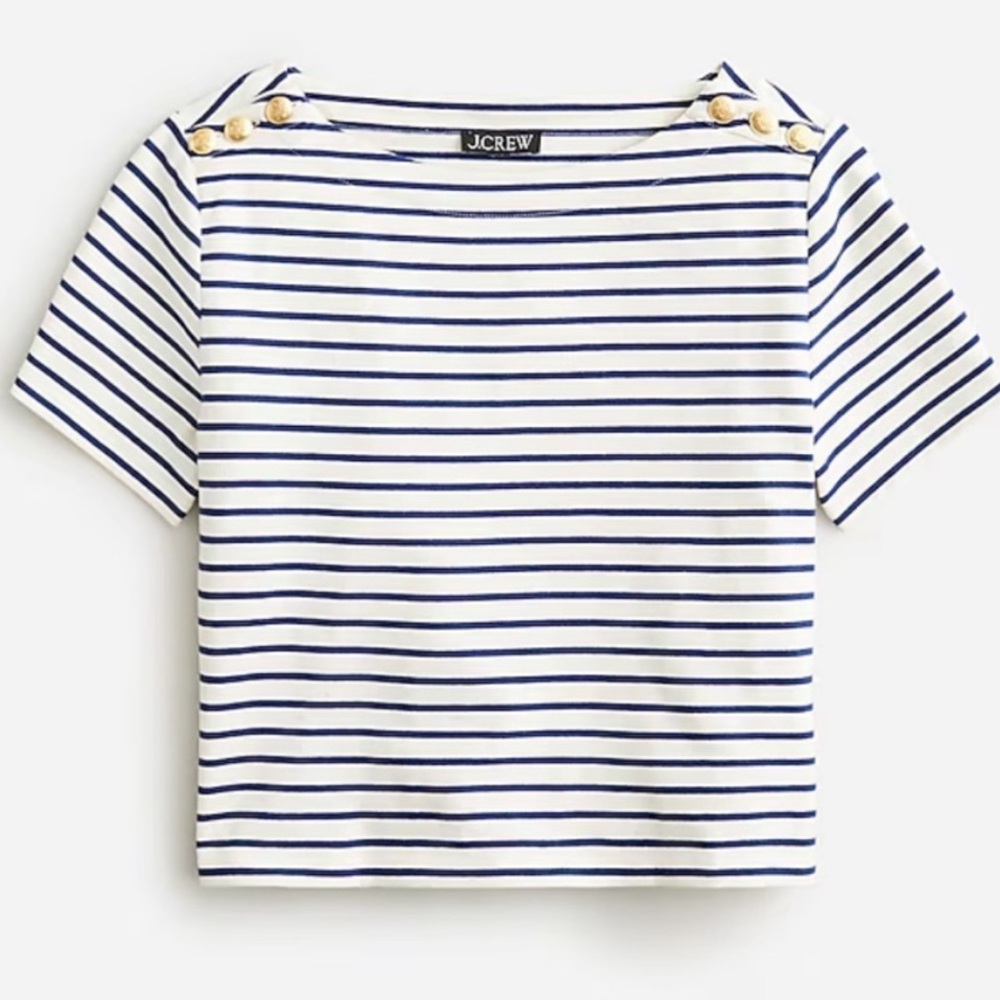 J Crew Mariner cloth striped tee with buttons NWT
